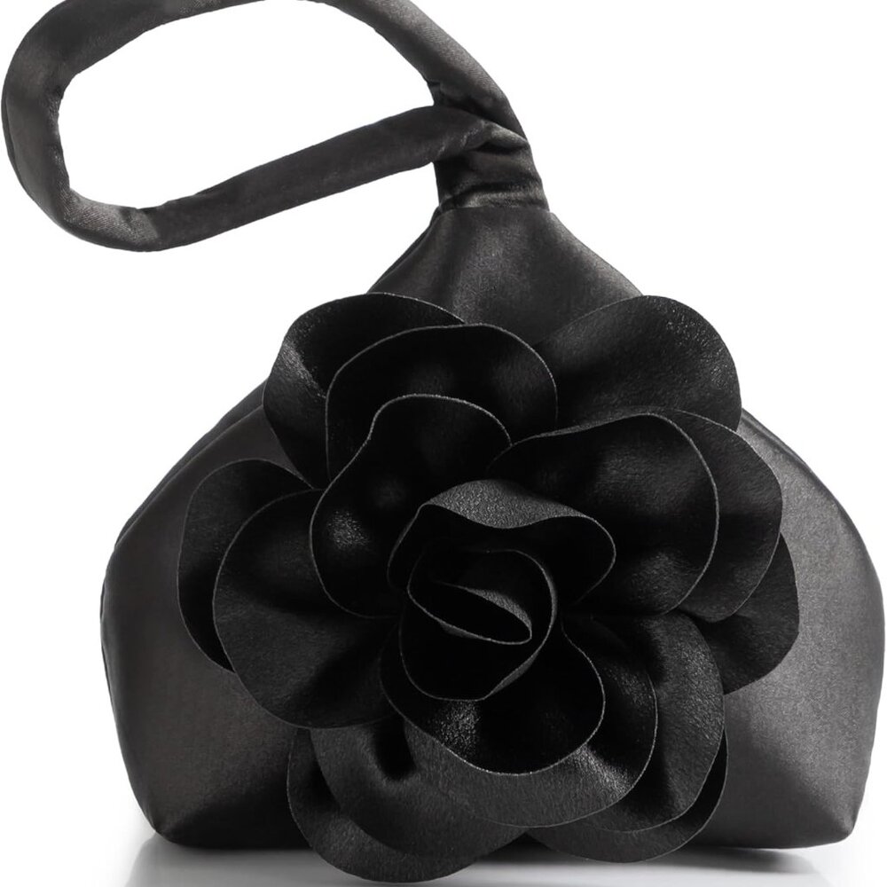 Clutch Purses for Women - Evening Bags Flower Satin Handbag Classy Wristlet Purs